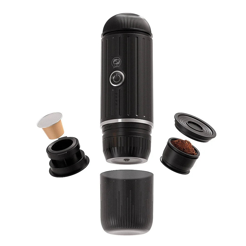 Travel Car Self-Heating Coffee Maker Portable Electric Espresso Machine for Camping With Ground Coffee & NS Capsule